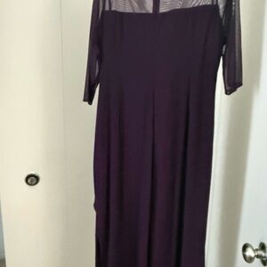 Alex Evenings Elegant Long Sleeve Dress in Deep Purple